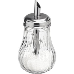 WAS Zuckerstreuer 1467026, Dosierer mit Ausgießrohr, Kristallzucker, Glas mit Edelstahlverschluss, 210 ml, 6 Stück