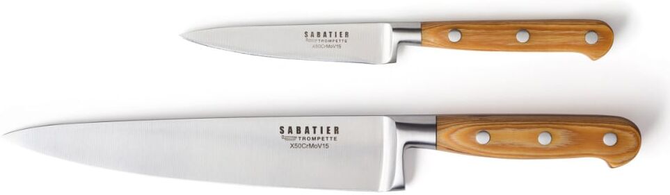 Sabatier Trompette Cuchillo de pelar y cuchillo de cocina  madera claro