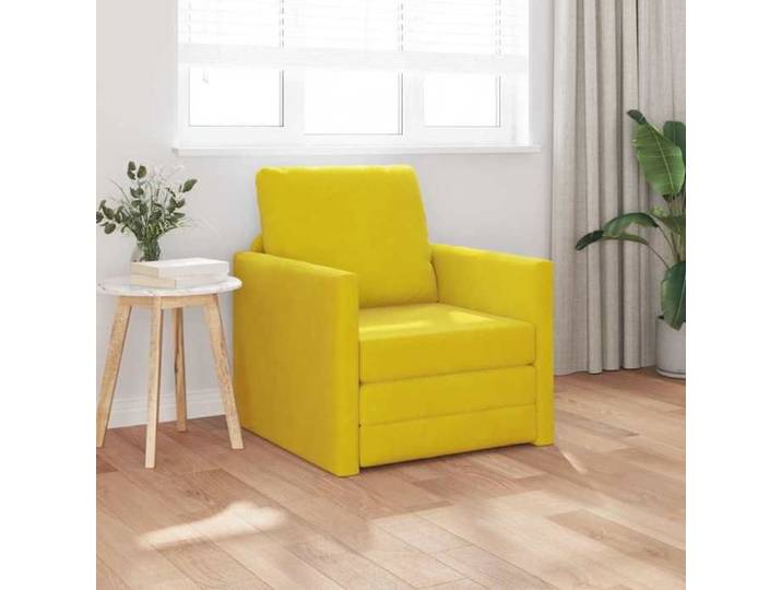 Sofa-lit 2-en-1 Jaune foncé 74x77x81 cm Velours