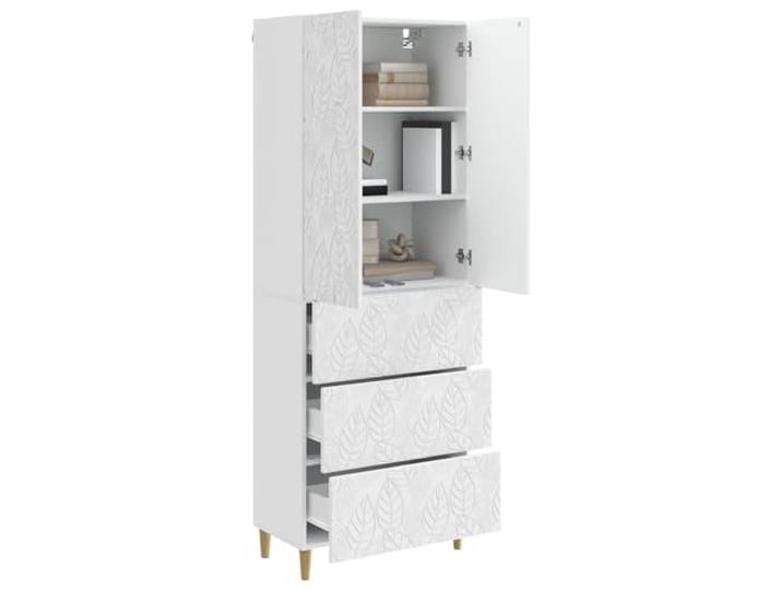 KTHLBRH Schrank-Set 2 Stück weiß glänzend 66 x 34,5 x 90 cm Technisches Holz, 3 Schubladen, 2 Einlegeböden, verschließbare Türen, für Zuhause und Büro