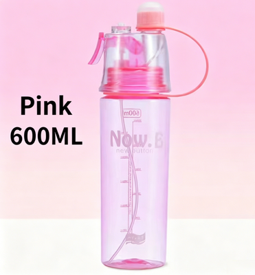 Universal Stock Spray Water Bottle With Straw Portable Misting Sports Water Bottle For Gym, Travel & Summer Hydration pink