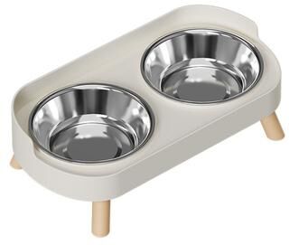 Multicon Wholesale Hub Fashionable Stainless Steel Dog And Cat Double Bowl, Large Capacity, Colorful Dopamine Pet Feeder white Stainless