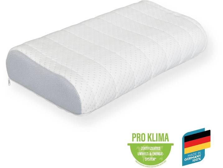 Nackenstützkissen BECO Vario Med , weiss (weiß), B:33cm H:11,5cm L:63cm, Bezug: 100% Polyester. Füllung: 100% Polyurethan, Kopfkissen, Nackenstützkissen, Kern aus Gelschaum & Gesundheitsprodukt nach ZPmed