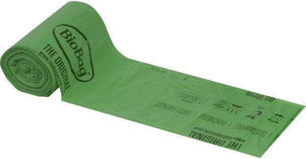BioBag Knudesæk Biobaseret 60l, 55x102cm, 30my, Grøn