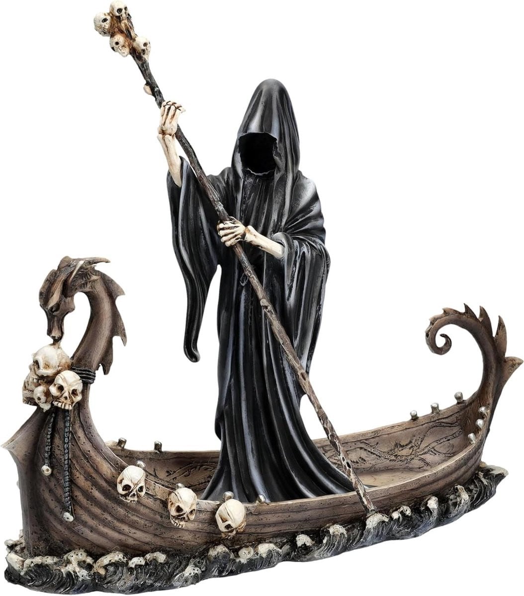 Magere Hein sculptuur - Handbeschilderd polyresin Gothic figuur - Meerkleurig - Hoogte: 25 cm
