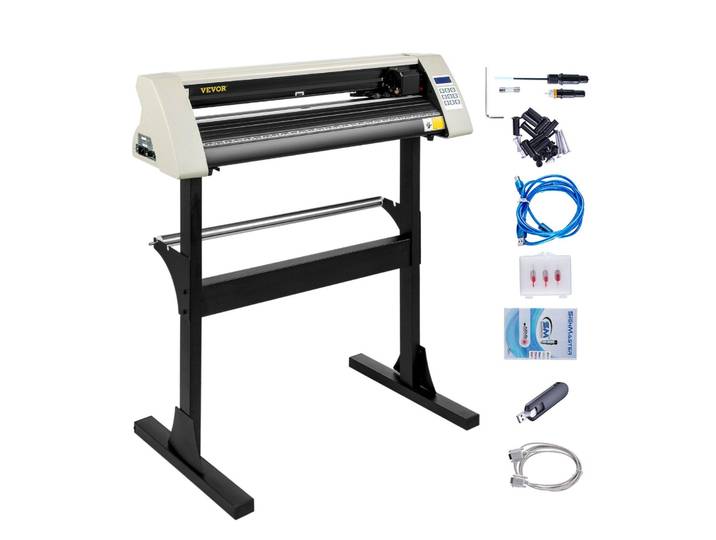 Découpeuse vinyle VEVOR\, découpeuse vinyle 28 pouces\, alimentation papier 720 mm\, découpeuse vinyle plotter avec support stable au sol pour la découpe de papier\, blanc