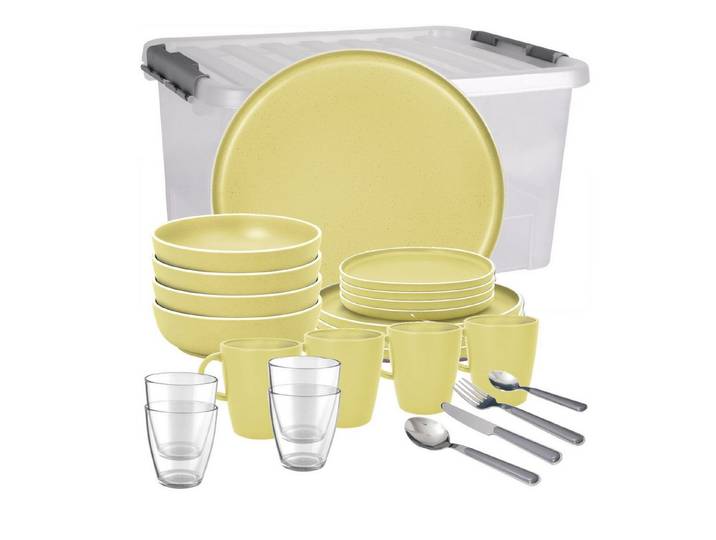 BRUNNER Geschirr-Set BRUNNER Camping Geschirrset DOLOMIT (12, 16, 36-tlg) GELB AntiSlip (36-tlg)