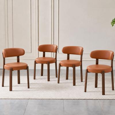 Kodotan sofa Dining Chairs Set of 4, 19.5-Inch Round Seat, 3-Inch Foam Cushion, Curved Backrest, Metal Legs, 300 lb Capacity Per Chair