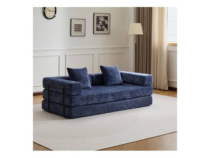 Vankel Loungesofa Klappbares 3-Sitzer Sofa Bett Queensize aus Chenille, 4-in-1 Klappsofa zu Queensize-Bett,platzsparend für Wohnung & Büro.