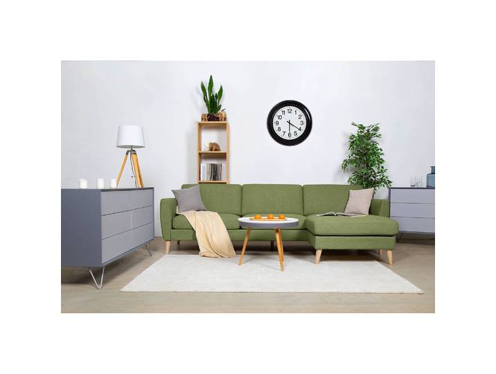 Canapé d’angle Kustavi Vert/Vert olive Tissu structuré 270cm Scandi