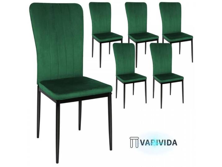 VARIVIDA 6 Chaises Salle à Manger en velours bande verticale (noir)