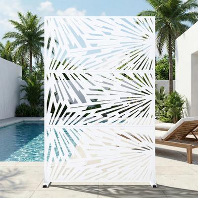 Lirago Metal Privacy Screen Freestanding Outdoor Divider Rust-Proof Galvanized Steel Decorative Fence Panel