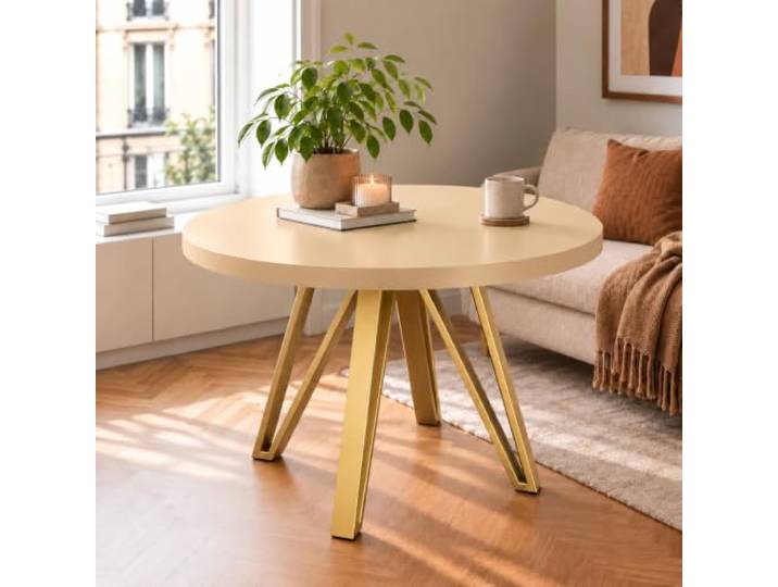 DAMALE MÖBEL Runder Esstisch ausziehbar von 100–200 cm mit stabilen Beinen Kaschmir, Runder Tisch, Durchmesser 100–200, Moderner Design, Wohnzimmertisch und Küchentisch, mit Metallbeinen