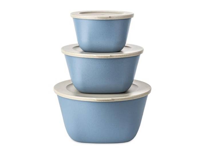 Koziol CONNECT BOX SET STOCKHOLM Boxset mit Deckel 3-teilig (nature flower blue)