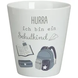Krasilnikoff Happy Mug, Hurra ich bin ein Schulkind, Boy, 330 ml, blau