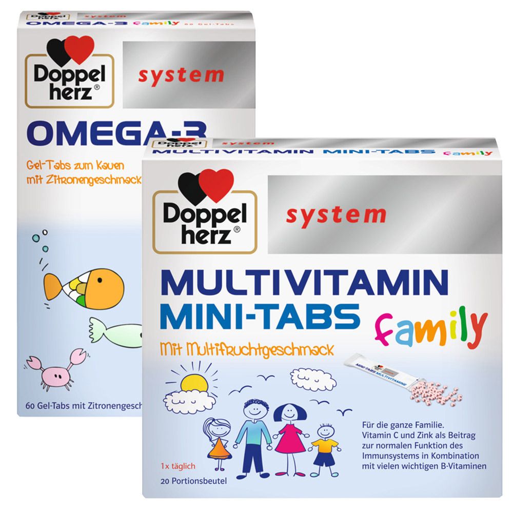 Doppelherz system Omega-3 family + Multivitamin Mini-Tabs Family 1 St Set