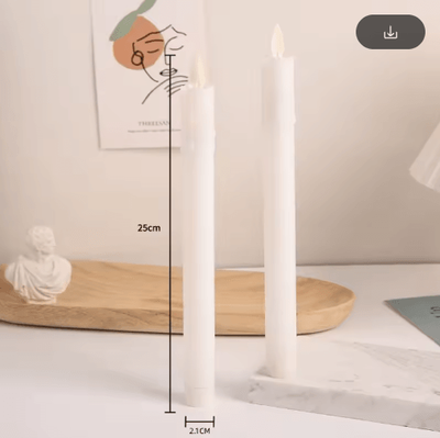 Inspire Picks LED Taper Candles With Dancing Moving Wick Battery Operated Wax Candlesticks With Remote Control (H25) white Dipped Wax