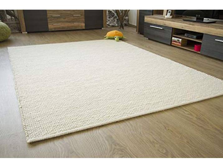 Steffensmeier Murnau Handwebteppich - mit Fusselstopp - aus nachhaltiger, Deutscher Produktion - gewalkt - weiß, Größe: 70x140 cm
