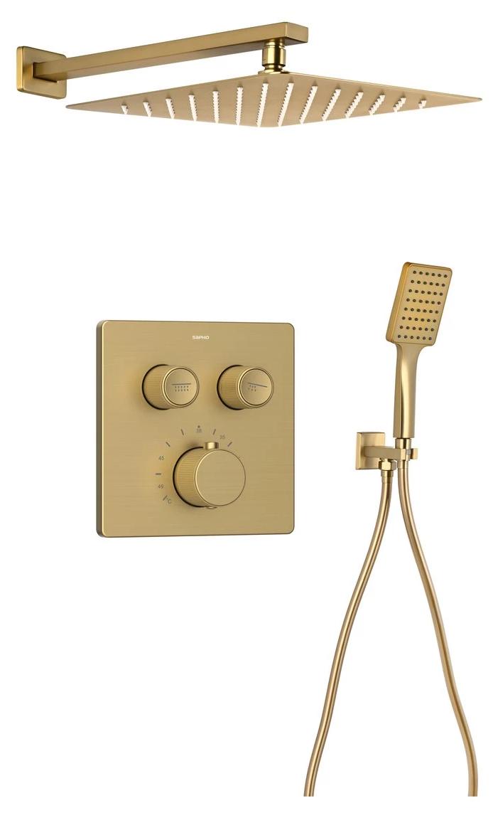 Sapho Smart Select Unterputz Thermostatisches-Duschset, 2 Wege, Auslauf, Gold matt