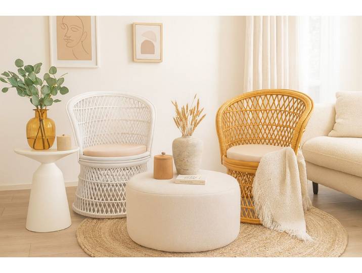 moebel-direkt-online Sessel Rattansessel mit Kissenauflage, handgeflochten, handgeflochten