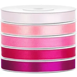Satin Geschenkband 6mm 5 Farben je 25m lang rosa pink Schleifenband Geschenkverpackung Geburtstag Hochzeit Weihnachten