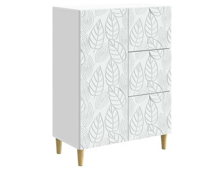 KKgypkn Sideboard Holzwerkstoff 66 x 34,5 x 90 cm Weiß Massive Eukalyptusbeine, Pendeltüren, Regale aus Holzwerkstoff, Vintage-Look