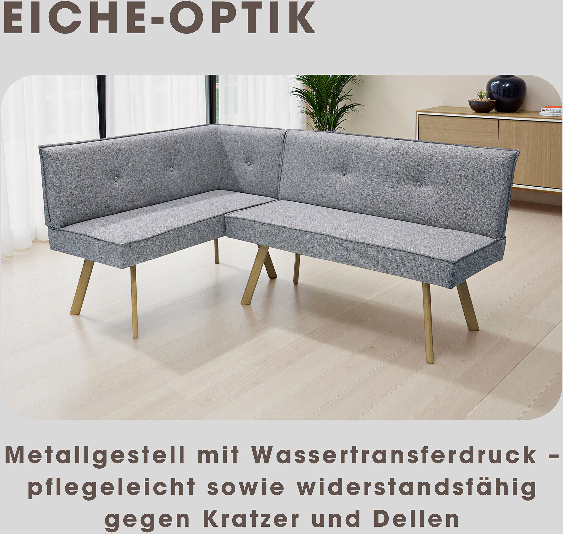 byLIVING "OTTAWA" Webstoff, Taschenfederkern, umlaufendem Keder und Zierknöpfen