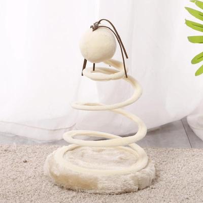 Snug & Styled SpringBounce Interactive Cat Scratcher Toy With Hemp Ball And Plush Base SpringBounce Interactive Cat Scratcher Toy With Hemp Ball And Plush Base