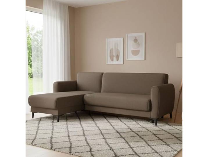 Dmora Ecksofa Angel 230x153 cm Braun mit Bett und Stauraum