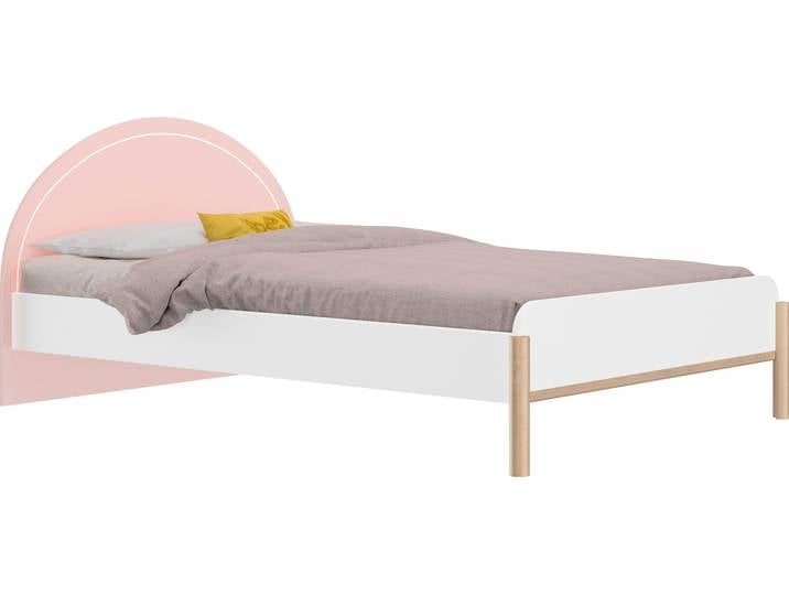 Jugendbett GAMI Einzelbett, Kinderbett, mit LED-Beleuchtung am Kopfteil, 90x200 cm , rosa (rosafarben, eiche hell), B:102cm H:83cm L:207cm, Betten, Jugendbett Kinderbett, Elegantes Design für eine sanfte und feminine Atmosphäre.