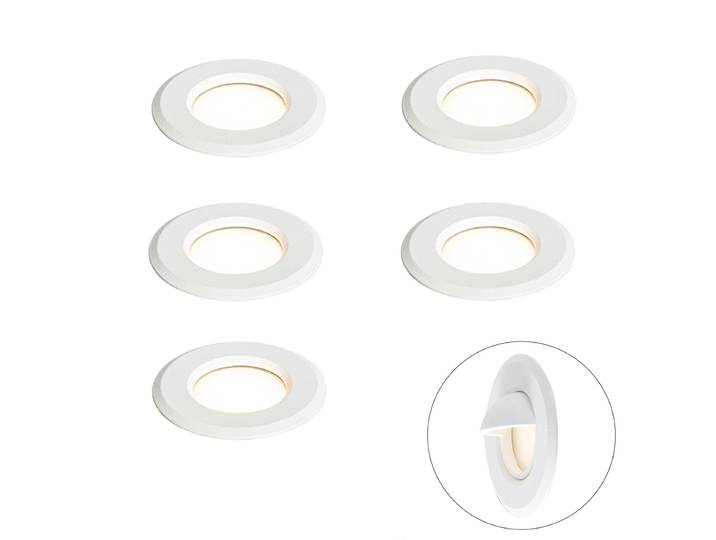 Ensemble de 5 spots encastrables modernes blancs avec LED IP67 -