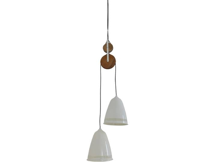 NÄVE Pendelleuchte Jaipur , beige (elfenbeinfarben), 2, Ø 21cm H: 110cm, Leuchten, Holzelement aus Mangobaum elfenbeinfarbene Gegenzug-Pendelleuchte E27, Pendelleuchte