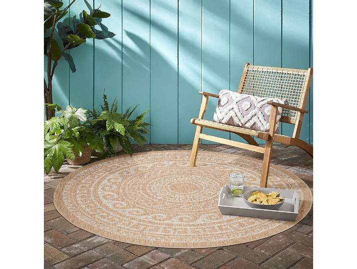 Outdoorteppich AYYILDIZ TEPPICHE COMILLA 0887 , beige, H:5mm Ø:160cm, Polypropylen, Teppiche, Outdoorteppich, Pflegeleicht / Strapazierfähig / In- und Outdoor geeignet