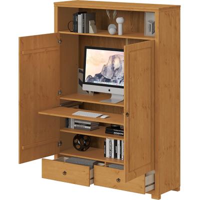 Wäscheschrank OTTO HOME "Gotland Home Office Schrank, Mehrzweckschrank, Büroschrank", braun (natur), B:124cm H:178,4cm T:40cm, Massivholz, Schränke, mit Ausziehregal, Schublade, stabil + langlebig, Massivholz made in EU