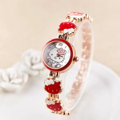 Uplift Essentials Hello Kitty Sweet Bow Watch High Quality Fashion Quartz Timepiece For Students & Best Friends red