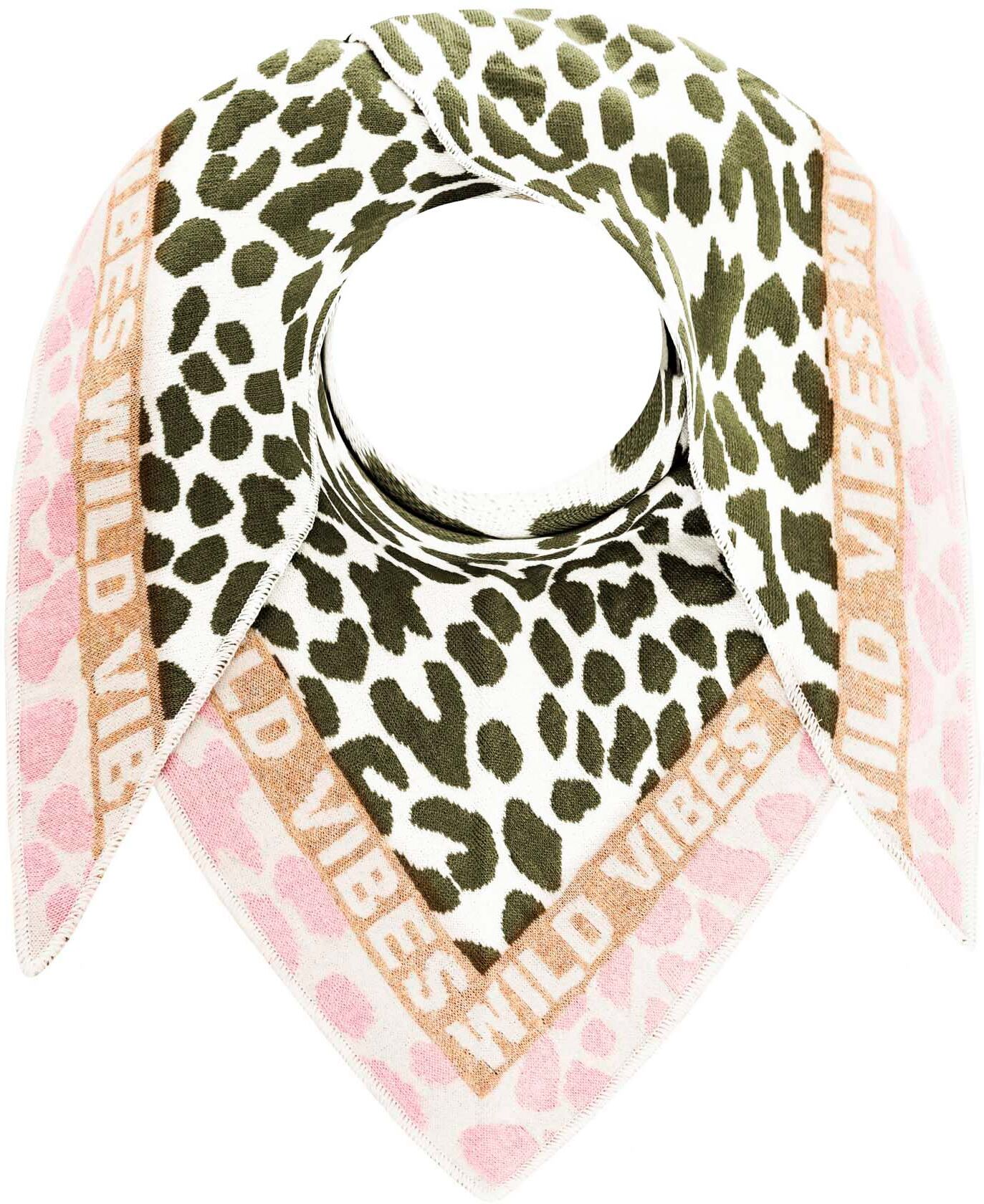 Dreieckstuch ZWILLINGSHERZ "Doppel Leo", Damen, salbei, Baumwollmischung, Modetücher Dreieckstuch, kombiniert Leo-Print mit Schriftzug, Mode Tuch salbei Einheitsgröße