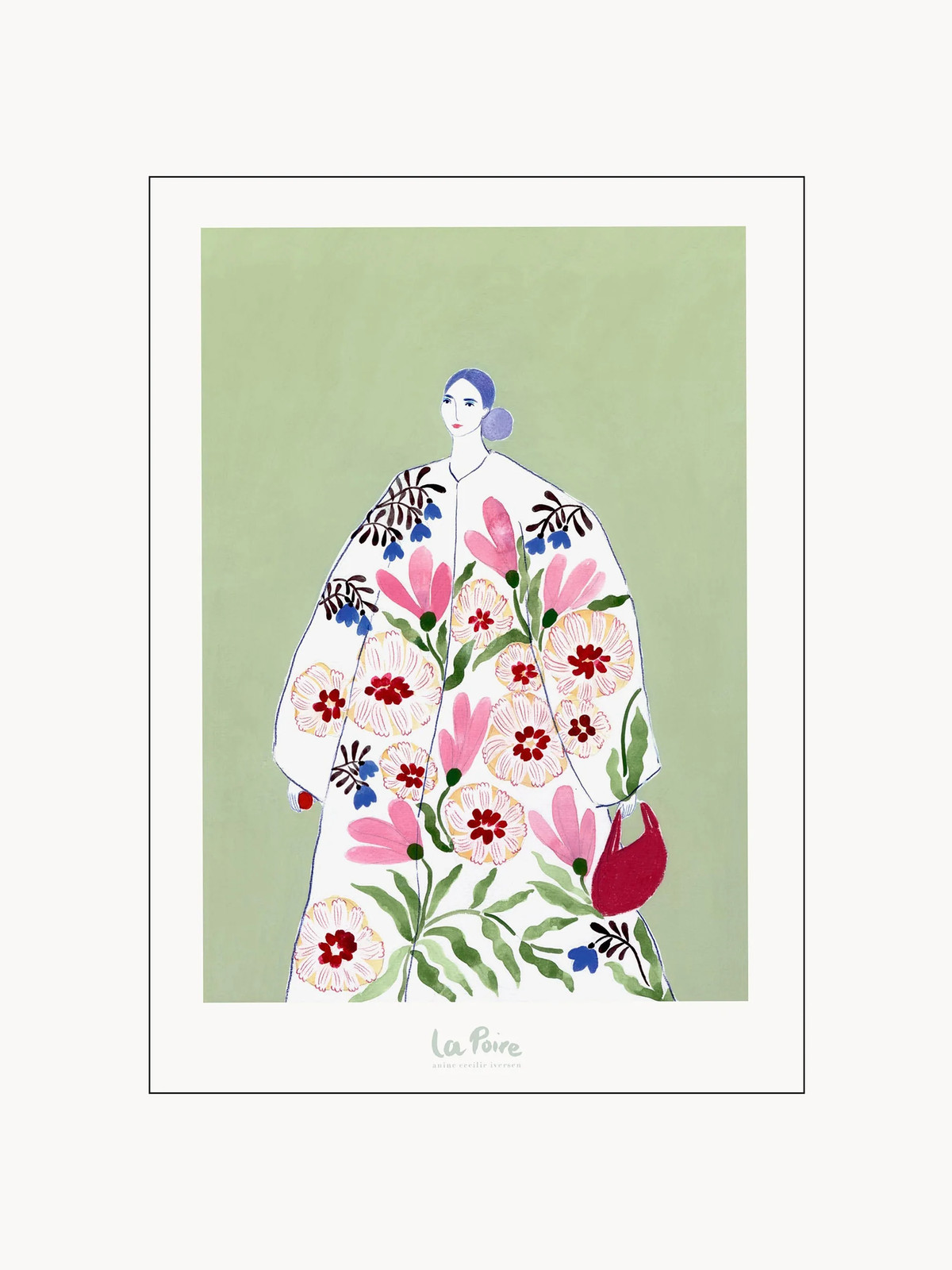 Ingelijste digitale print Festive Coat illustratie voor volwassenen