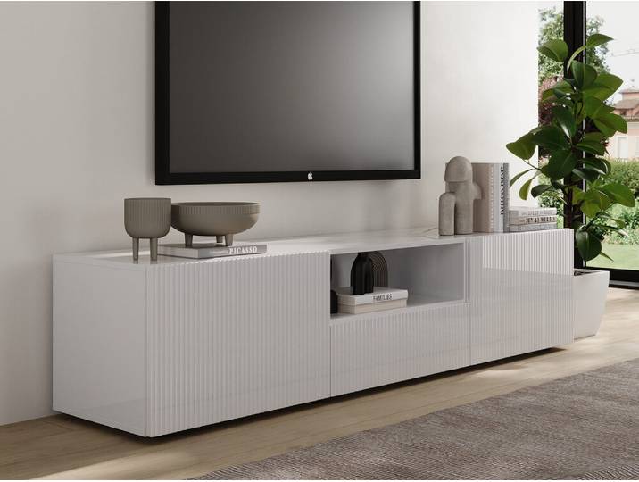 Meuble tv gm Rio laqué blanc brillant - Basika