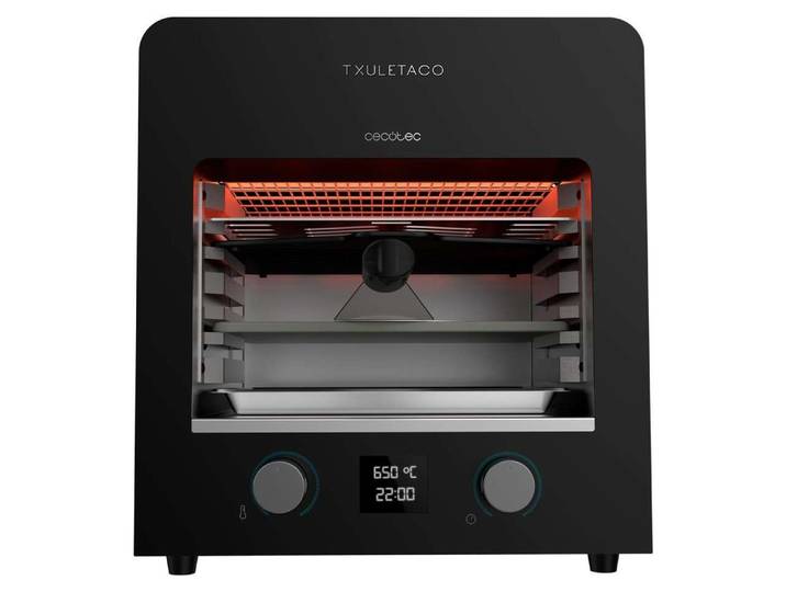 Cecotec Gril Txuletaco 8000 Inferno. 2200 W\, 850 ºC\, Pierre\, Plateau pour cuire des pizzas\, 2 plateaux ramasse-graisses