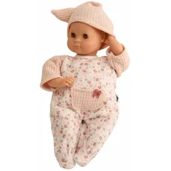 Schildkröt Puppe Schlummerle 32 cm mit Malhaar und braunen Schlafaugen, Overall weiß/rose