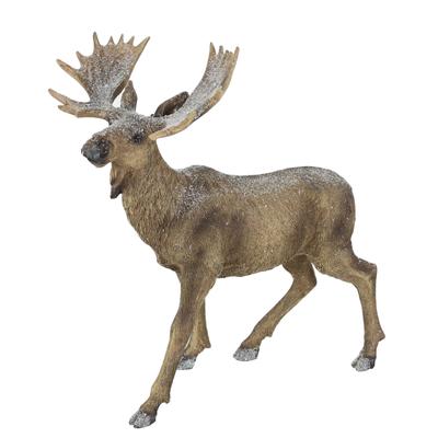Tierfigur I.GE.A. "Elch Figur beschneit", beige (natur), B:16cm H:21cm, Polyresin, Dekofiguren, Rentier Dekofiguren Skulptur Weihnachtsfigur Weihnachtsdeko Waldtier