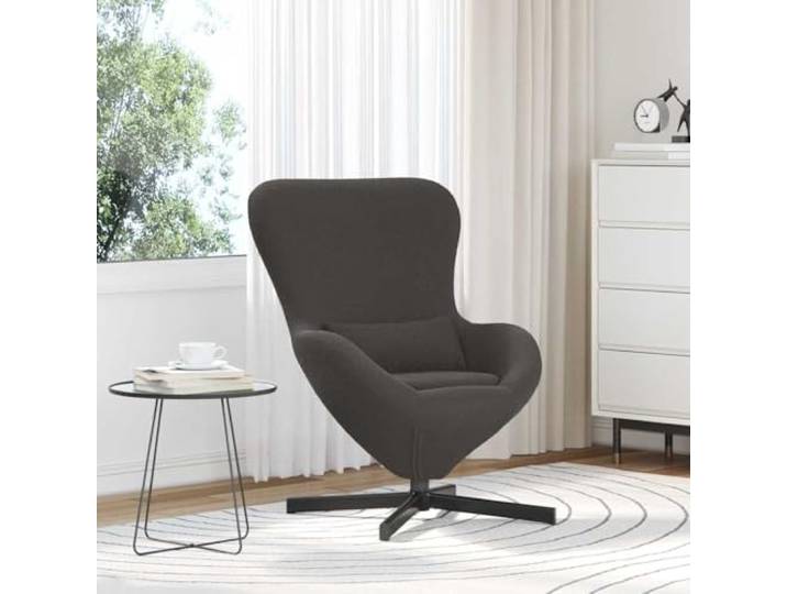 NLQMSU Sessel, Ei, Dunkelgrau, 63 x 73 x 90 cm, Stoff aus Wolle, drehbar Minimalistisches Design, stabiler Stahlrahmen, weicher Sitz, reibungslose Rotation, einfache Pflege, moderner Stil