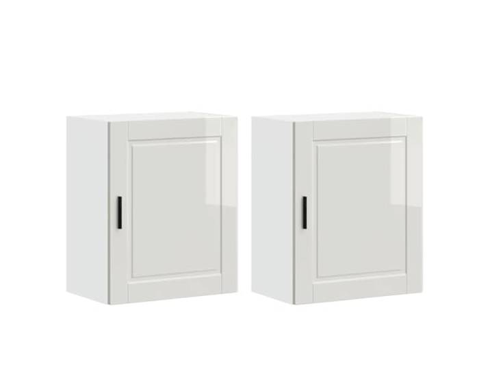 GHVBNMF Küchen-Hängeschrank 2er Set Hochglanz-Weiß 50x31x60 cm Porto Wandmontierter Küchenschrank im 2er Set bietet viel Stauraum für Geschirr und Töpfe, ideal für Küche und Esszimmer.
