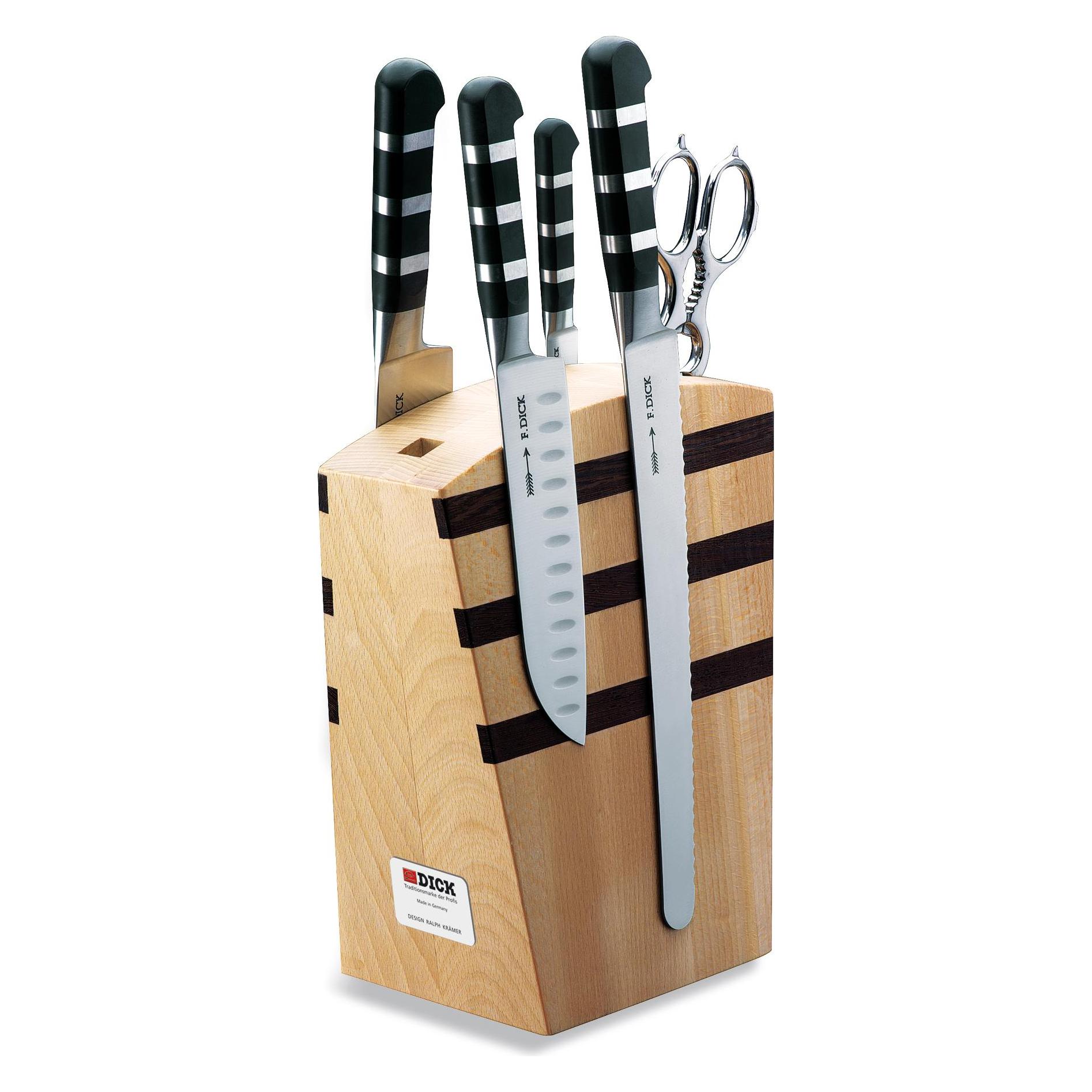 F. Dick Dick Messerblock mit Messer, 1905 (Santoku, Kochmesser, Universalmesser, Officemesser, Küchenschere (81970000)
