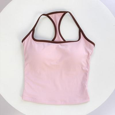 Women Boutique Women's Color Block Backless Yoga Tank Top With Built In Support f l