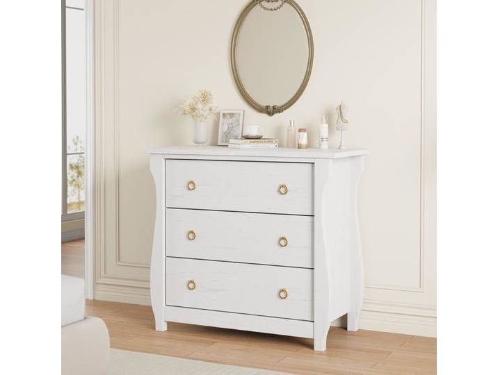 Commode à 3 Tiroirs pour Chambre Commodes Modernes Larges et Poignées Métalliques Commodes en Bois 76 x 40 x 75 cm Blanc