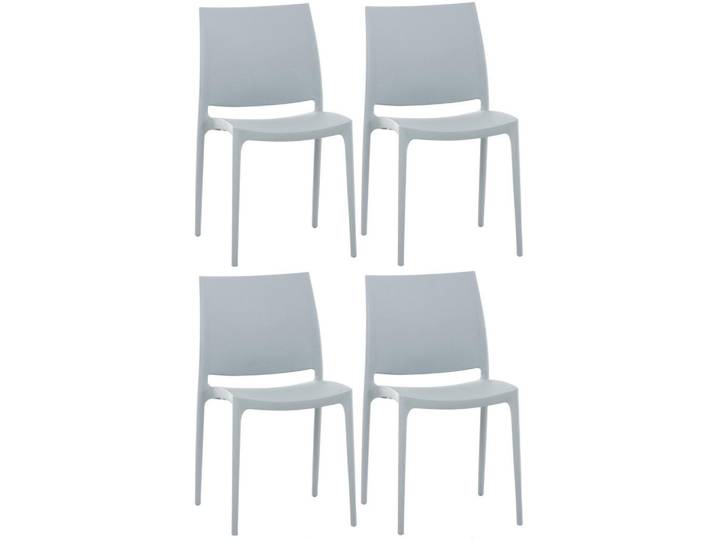 CLP Gartenstuhl 4er Set Kunststoff hellgrau, Hellgrau, 44x81x50 cm, Gartenmöbel, Gartensessel, Gartenstühle