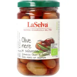 LaSelva Oliven schwarz in Salzlake bio