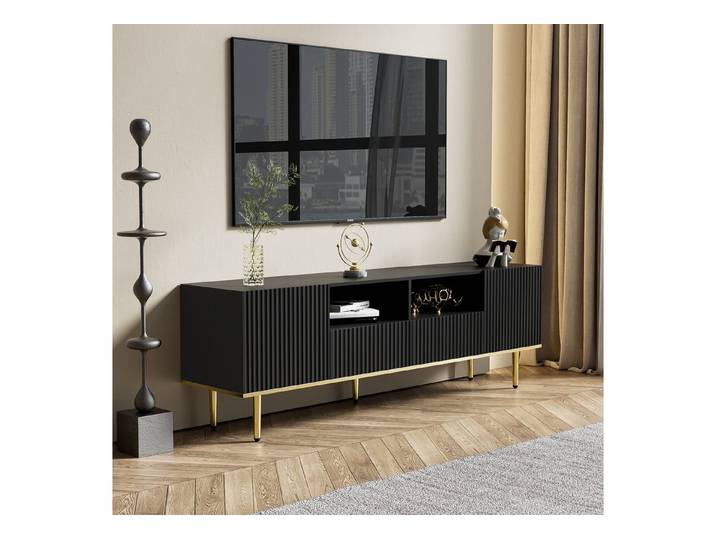 IDEASY TV-Schrank Moderner TV-Schrank mit Goldfüßen & Goldrand