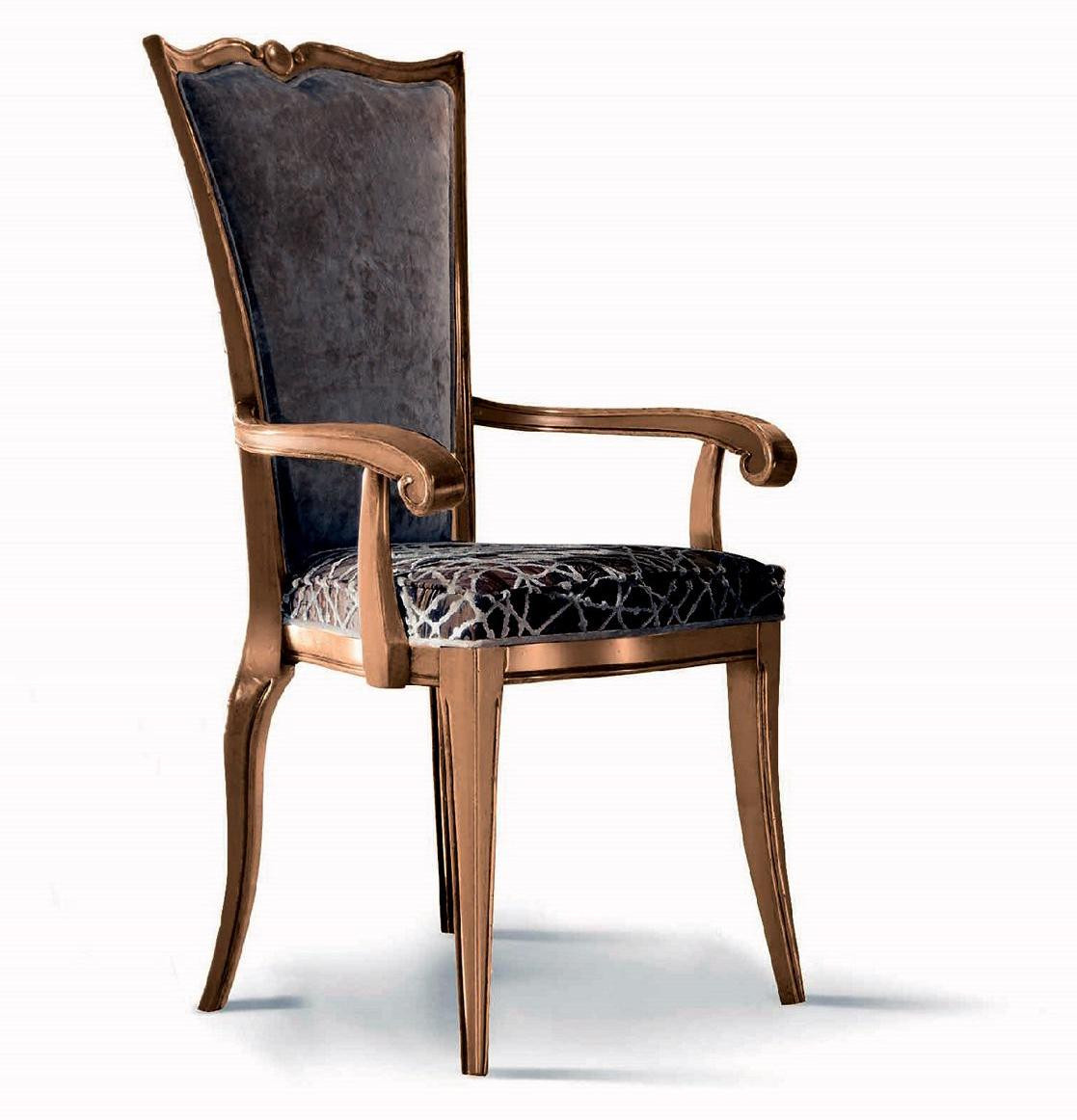 Art Deco Design Esszimmerstoel met Armleuningen en Luxe Textiel Bekleding